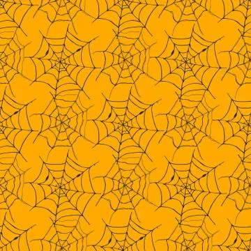Spider web seamless pattern vector illustration. Hand drawn sketched web back Illustrazione stock