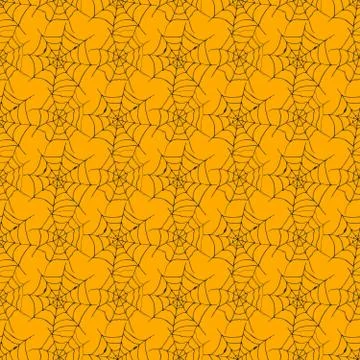 Spider web seamless pattern vector illustration. Hand drawn sketched web back 스톡 일러스트