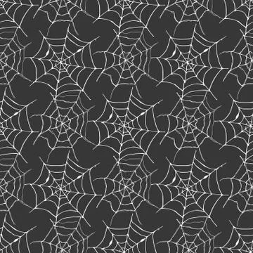 Spider web seamless pattern vector illustration. Hand drawn sketched web back 스톡 일러스트