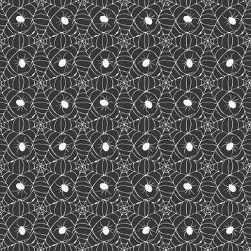 Spider web seamless pattern vector illustration. Hand drawn sketched web back Illustrazione stock