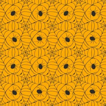 Spider web seamless pattern vector illustration. Hand drawn sketched web back Stock Illustration