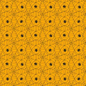 Spider web seamless pattern vector illustration. Hand drawn sketched web back Stock Illustration