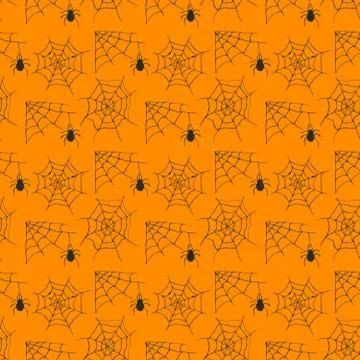 Spider web seamless pattern vector illustration. Hand drawn sketched web back Illustrazione stock