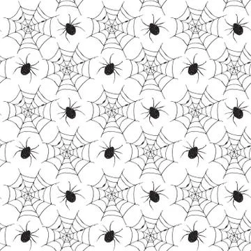 Spider web seamless pattern vector illustration. Hand drawn sketched web back Illustrazione stock