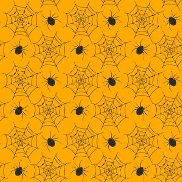 Spider web seamless pattern vector illustration. Hand drawn sketched web back Stock Illustration