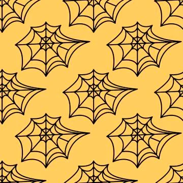Spider web seamless pattern. Vector illustration isolated on white background Stock Illustration