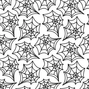Spider web seamless pattern. Vector illustration isolated on white background Stock Illustration