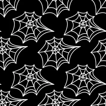 Spider web seamless pattern. Vector illustration isolated on white background Stock Illustration