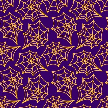 Spider web seamless pattern. Vector illustration isolated on white background Stock Illustration
