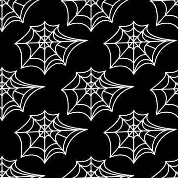 Spider web seamless pattern. Vector illustration isolated on white background Stock Illustration