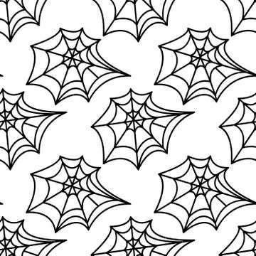 Spider web seamless pattern. Vector illustration isolated on white background Stock Illustration