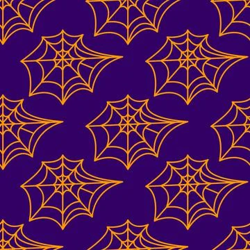 Spider web seamless pattern. Vector illustration isolated on white background Stock Illustration