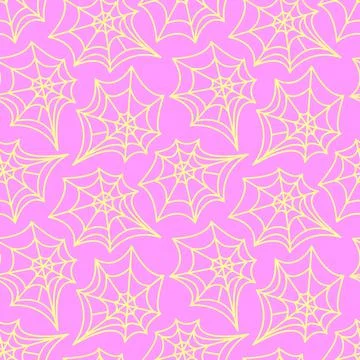 Spider web seamless pattern. Vector illustration isolated on pink background. Ilustración de archivo