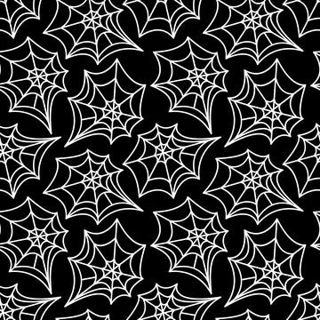 Spider web seamless pattern. Vector illustration isolated on white background Ilustración de archivo