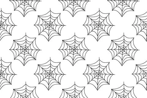 Spider web seamless pattern. Vector illustration isolated on white background Stock Illustration