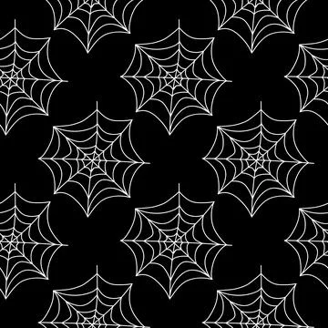 Spider web seamless pattern. Vector illustration isolated on white background Stock Illustration