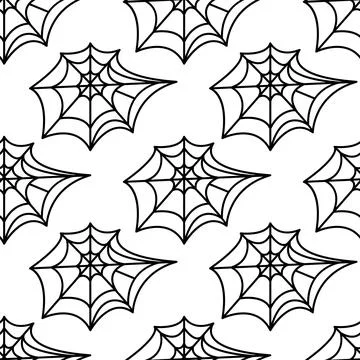 Spider web seamless pattern. Vector illustration isolated on white background Stock Illustration