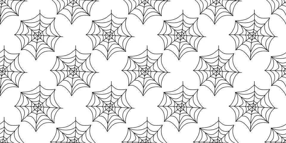 Spider web seamless pattern. Vector illustration isolated on white background Ilustración de archivo