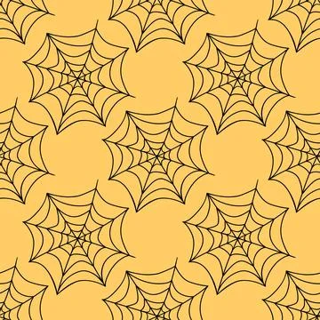 Spider web seamless pattern. Vector illustration isolated on white background 스톡 일러스트