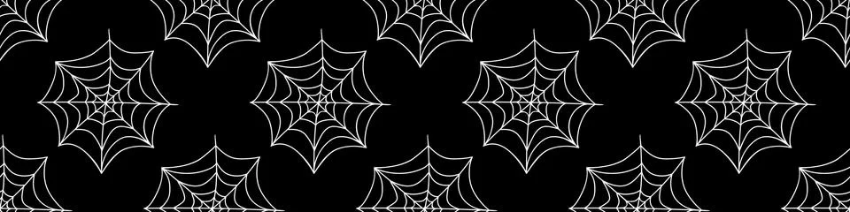 Spider web seamless pattern. Vector illustration isolated on white background Illustrazione stock