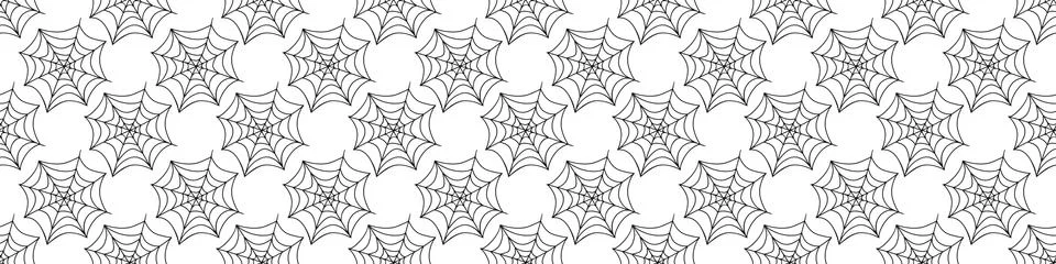 Spider web seamless pattern. Vector illustration isolated on white background Stock Illustration