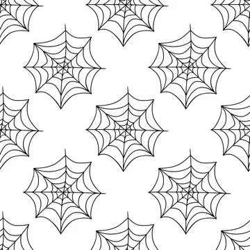 Spider web seamless pattern. Vector illustration isolated on white background Stock Illustration