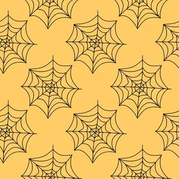 Spider web seamless pattern. Vector illustration isolated on white background Stock Illustration