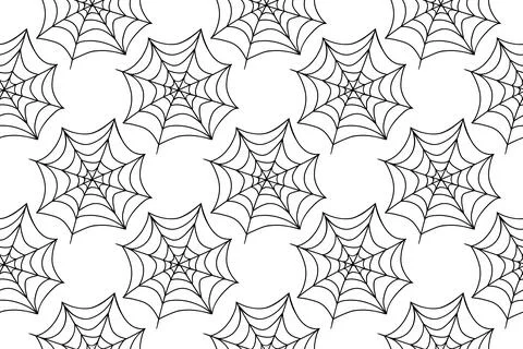 Spider web seamless pattern. Vector illustration isolated on white background Stock Illustration