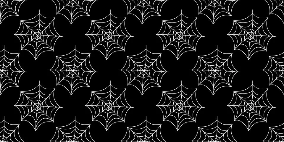 Spider web seamless pattern. Vector illustration isolated on white background Stock Illustration