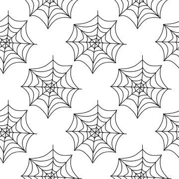 Spider web seamless pattern. Vector illustration isolated on white background Stock Illustration
