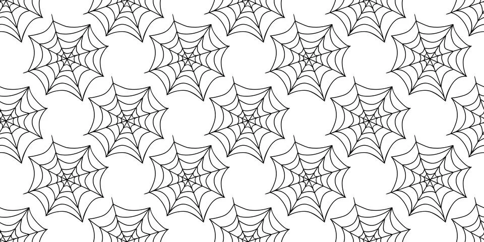 Spider web seamless pattern. Vector illustration isolated on white background Ilustración de archivo