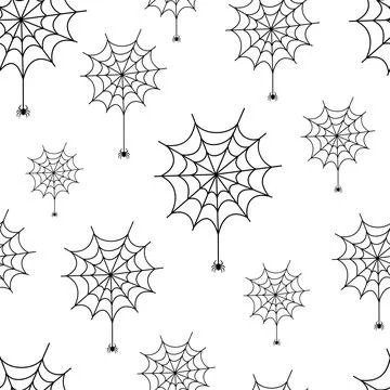 Spider web seamless pattern. Vector illustration, happy halloween concept. Stock Illustration