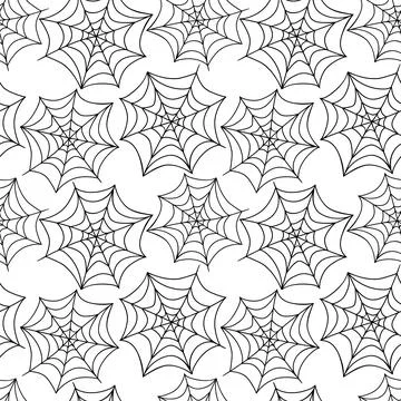 Spider web seamless pattern. Vector illustration isolated on white background Stock Illustration