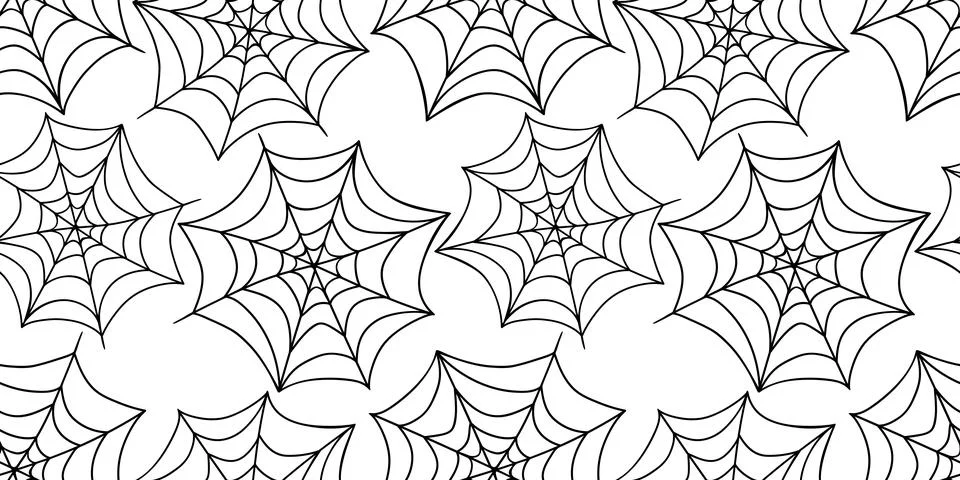 Spider web seamless pattern. Vector illustration isolated on white background Stock Illustration