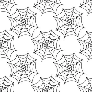 Spider web seamless pattern. Vector illustration isolated on white background Stock Illustration