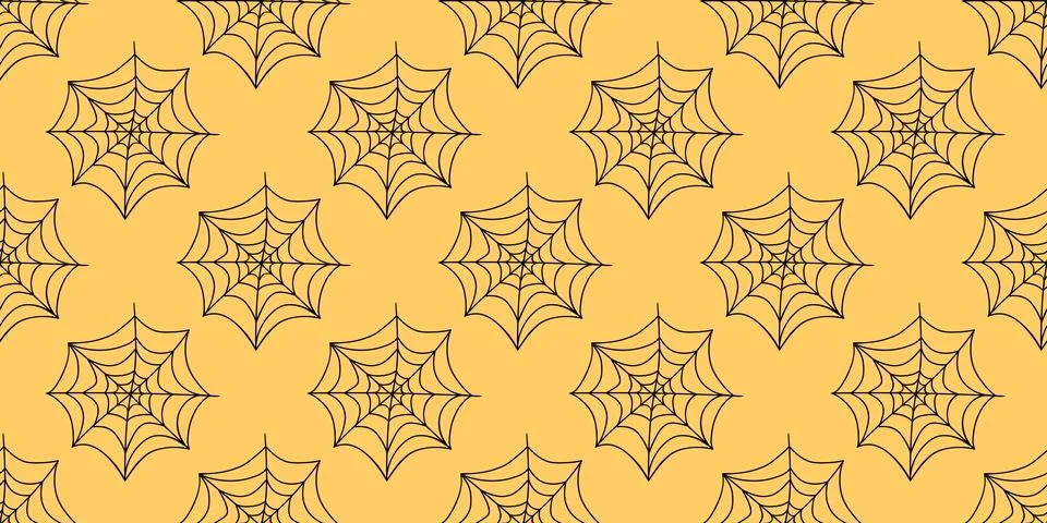 Spider web seamless pattern. Vector illustration isolated on white background Stock Illustration
