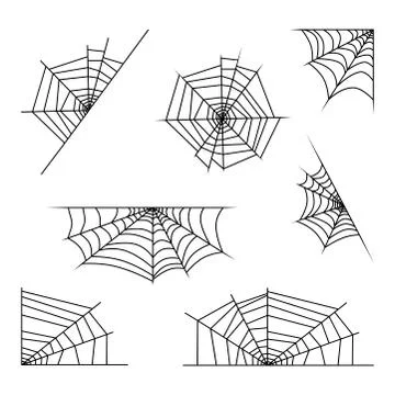 Spider web set halloween design isolated on white background 스톡 일러스트