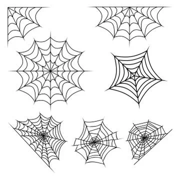 Spider web set halloween design isolated on white background Stock Illustration