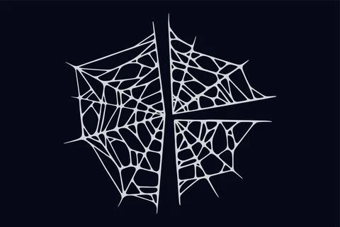 Spider web set isolated on black background. Spooky Halloween cobwebs. Vector Stock Illustration