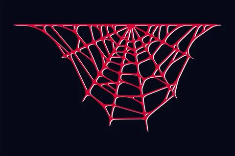 Spider web set isolated on dark background. Spooky Halloween cobwebs with red Illustrazione stock