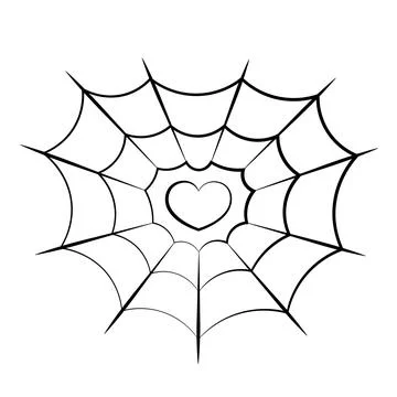 Spider web in the shape of a heart in black and white Stock Illustration
