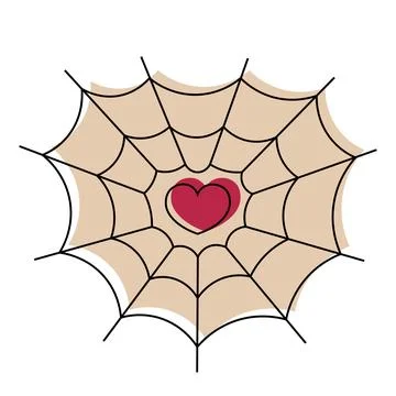 Spider web in the shape of a heart in color Illustrazione stock