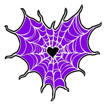 Spider web in shape of heart. Spiderweb in gothic design for Valentine's Day  Stockillustratie