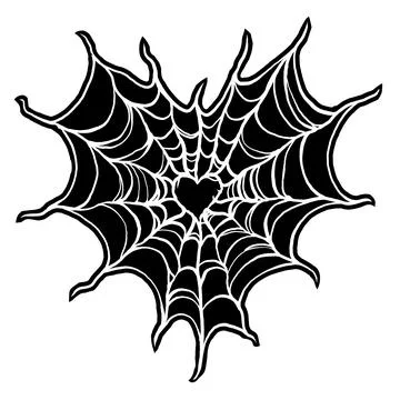 Spider web in shape of heart. Spiderweb in gothic design for Valentine's Day  Stockillustratie