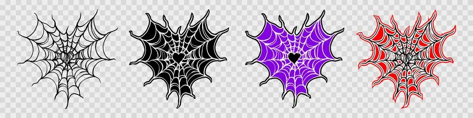 Spider web in shape of heart. Spiderweb in gothic design for Valentine's Day Stockillustratie