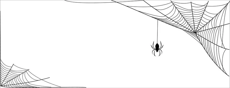 Spider Web Silhouette Collection with Gothic Halloween Elements Vector Stock Illustration
