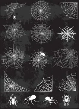 Spider web silhouette vector set Stock Illustration