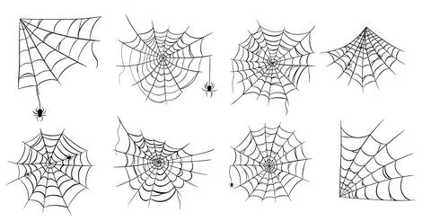 Spider web simple black silhouette icon for Halloween isolated on white Illustrazione stock