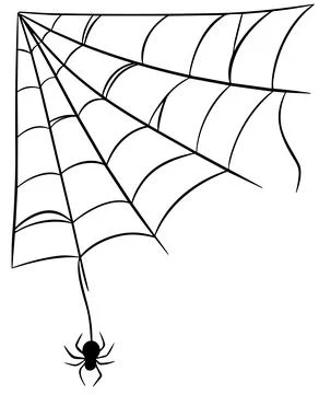 Spider on web simple black silhouette icon for Halloween isolated on white Stock Illustration