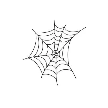 Spider web simple hand drawn vector outline illustration of doodle fancy Hall Stock Illustration